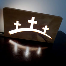 Load image into Gallery viewer, Calvary Hill Light - Handcrafted European Beechwood with Dimmer | Symbolic Christian Gift for Weddings, Christmas, Easter | Home Decor for Living Rooms, Dining Areas