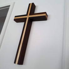 Load image into Gallery viewer, Two Tone Wall Mount Crucifix European Oak