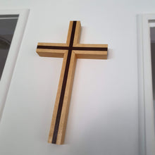 Load image into Gallery viewer, Two Tone Wall Mount Crucifix Ash wood