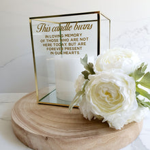 Load image into Gallery viewer, This candle burns in loving memory glass candle for weddings
