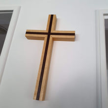 Load image into Gallery viewer, Two Tone Wall Mount Crucifix Ash  wood

