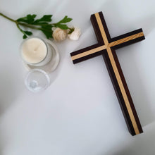 Load image into Gallery viewer, Two Tone Wall Mount Crucifix cross wood 40cm
