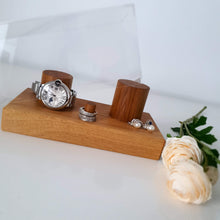 Load image into Gallery viewer, Personalised Solid European Oak Watch &amp; Ring Stand
