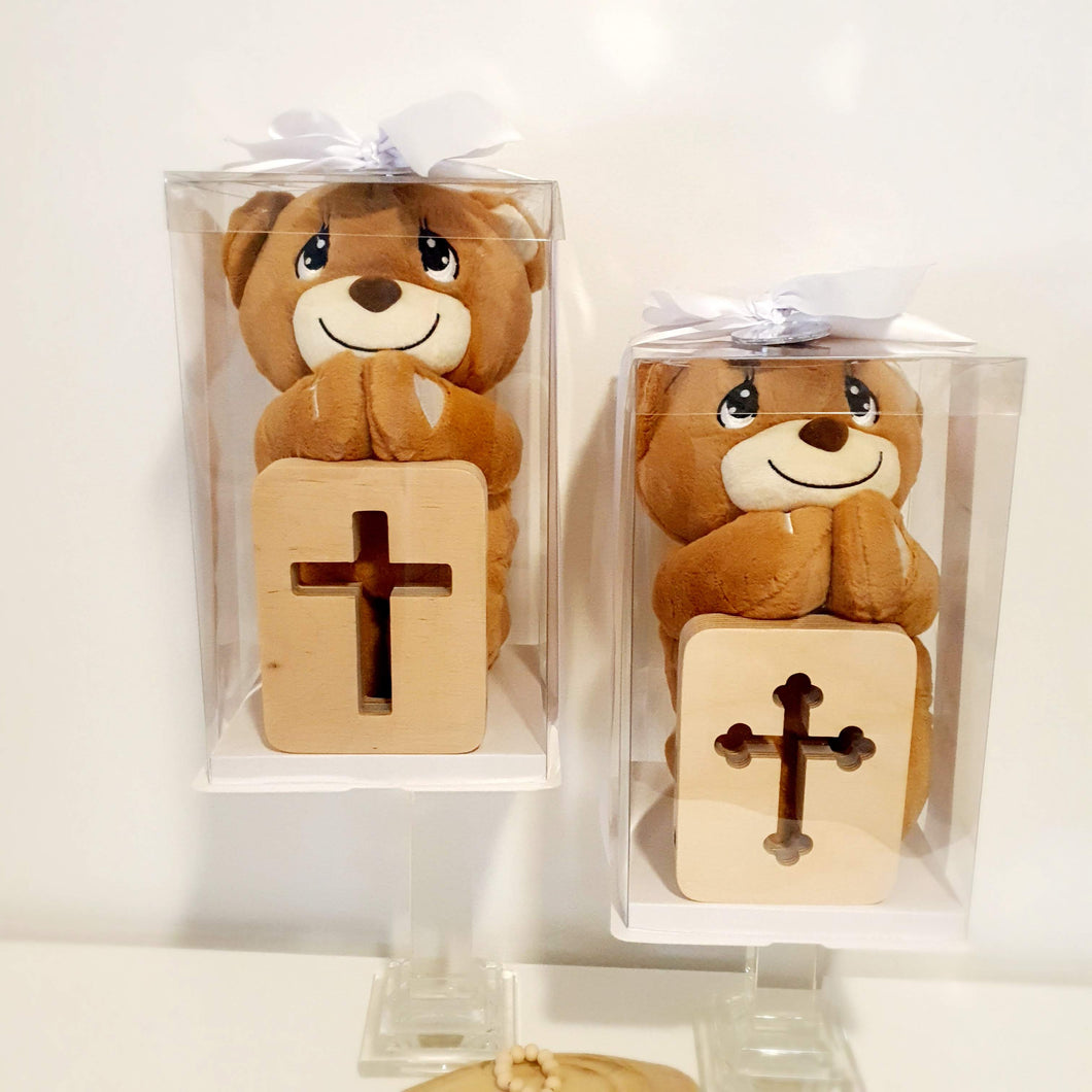 Religious Prayer Bear & Cross Night Light Gift Set